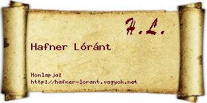 Hafner Lóránt névjegykártya